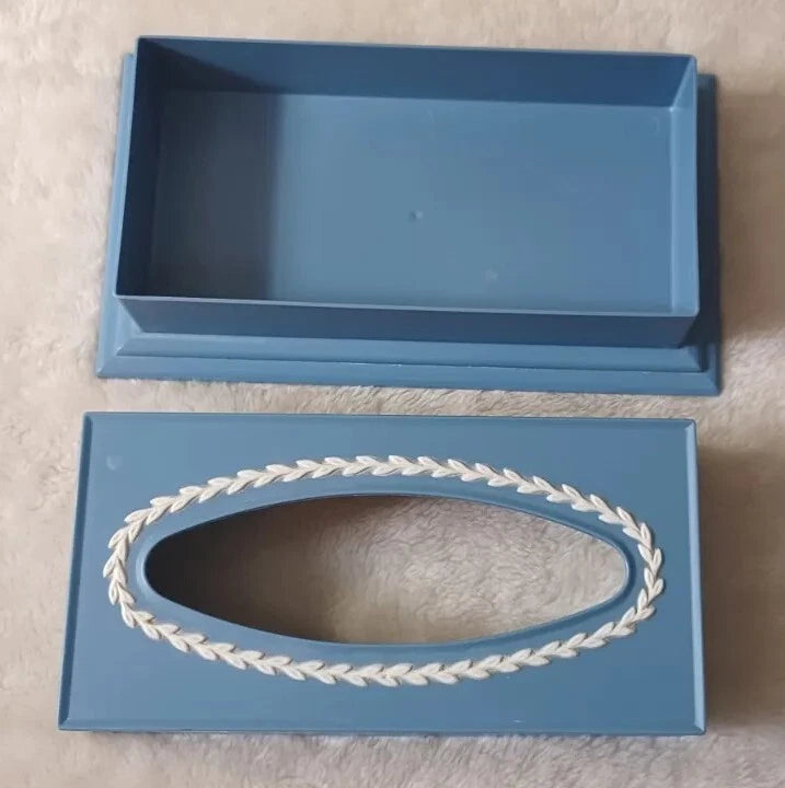 Vintage Blue White Plastic Tissue Box Cover Retro Decor Fesco USA | eBay