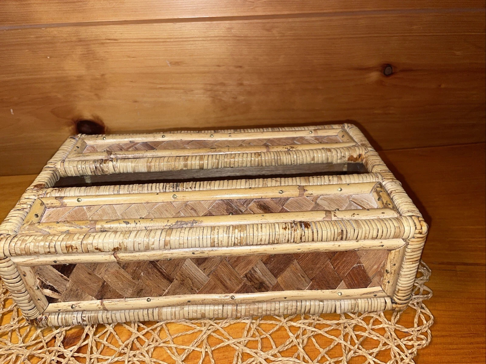 Vintage Tissue Box Cover Holder Bamboo Rattan Wicker Coastal Boho Rectangular | eBay