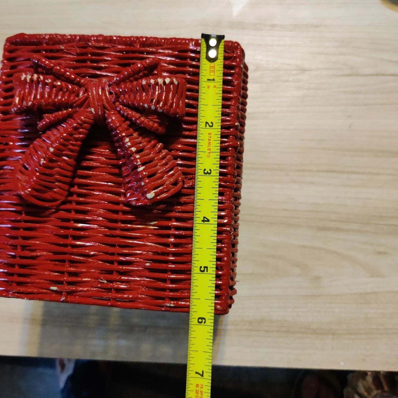Vintage Tissue Box Holder Woven Wicker Rattan Holder Farmhouse Decor Red Bow | eBay