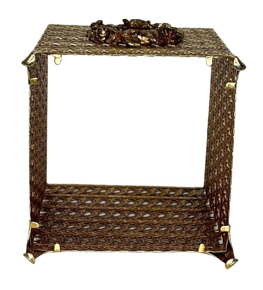 Hollywood Regency Gold Metal Filigree Rose Embellishment Tissue Box Cover Square | eBay