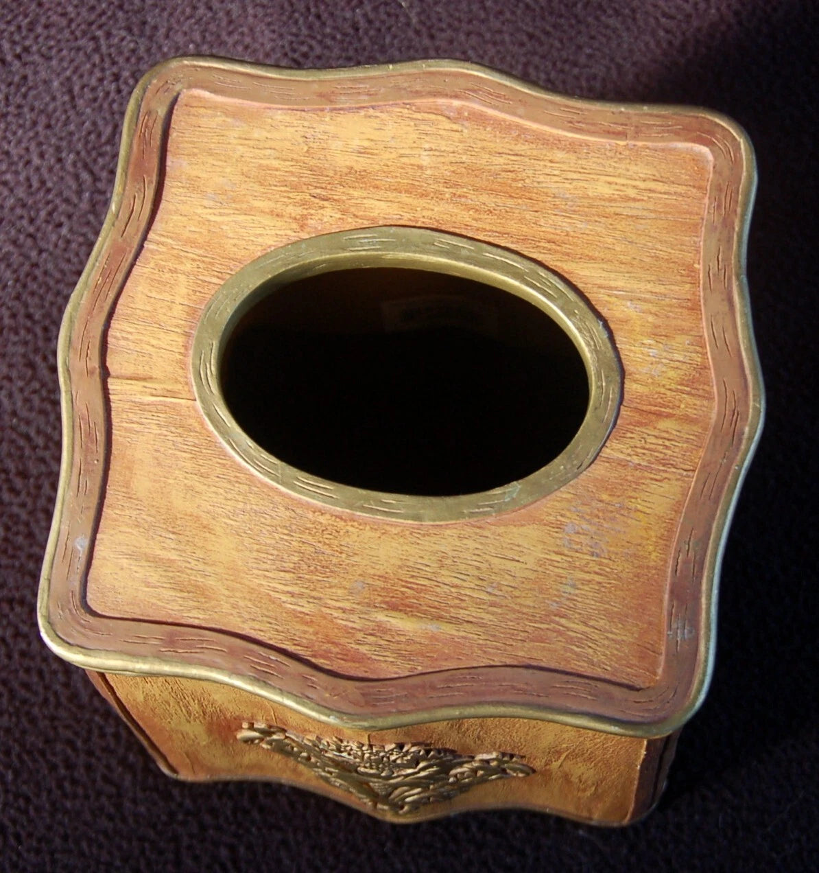 Elegant Faux Wood Tissue Box Cover ~ Popular Bath Brand ~ Bronze Pineapple ~ New | eBay