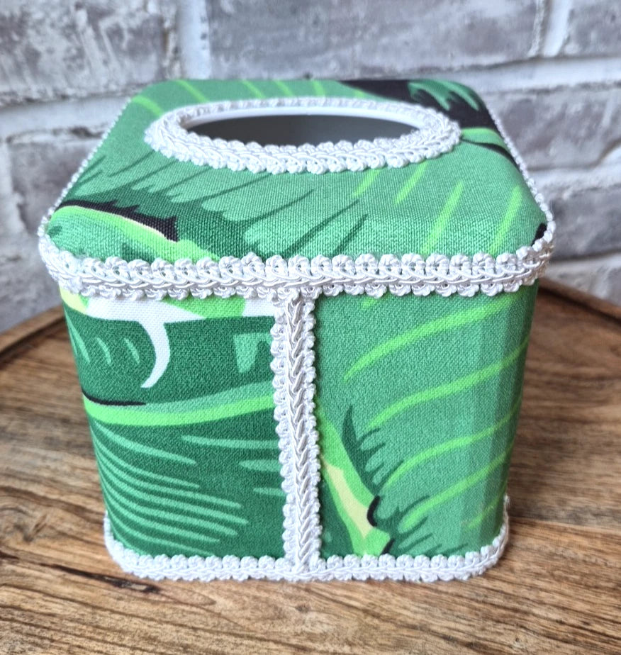 Dorothy Draper Home Fabric Covered Square Tissue Box Cover - Brazilliance Green | eBay