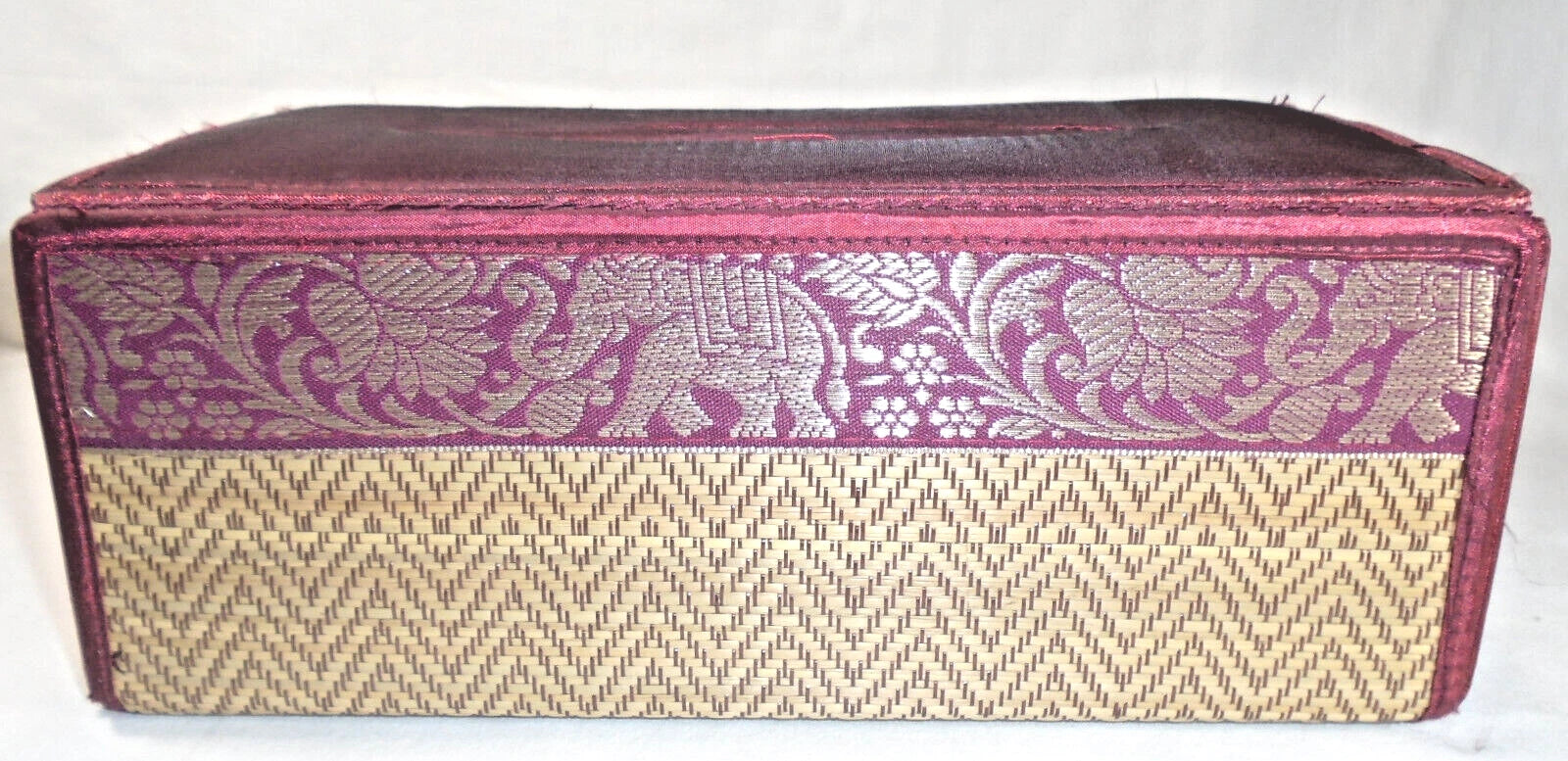 Reed Boho Tissue Box Cover, Natural Reed ECO Sustainable, plush silk, Dark Red | eBay