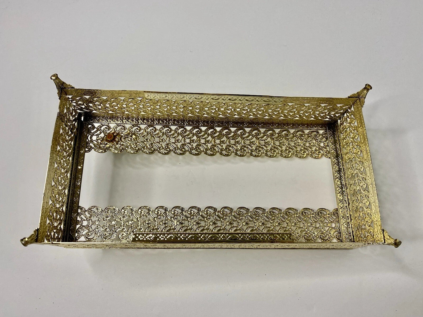 Gold Tone Filigree Metal Tissue Box Holder Cover Cherub Vintage Home Decor | eBay