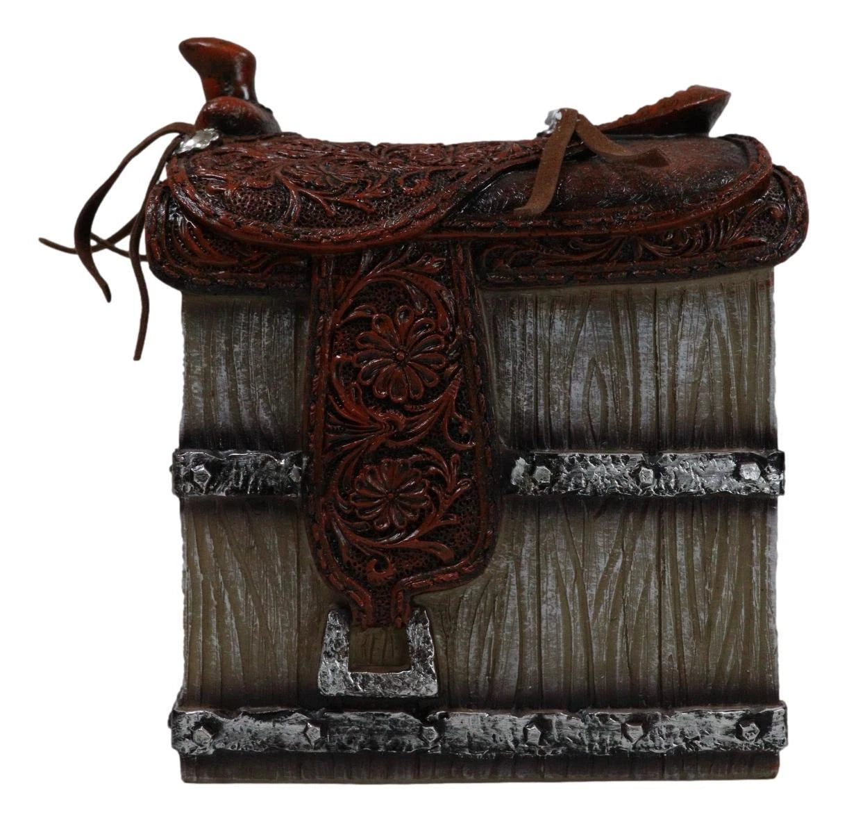 Rustic Western Faux Leather Cowboy Horse Saddle On Crate Tissue Box Holder Cover | eBay