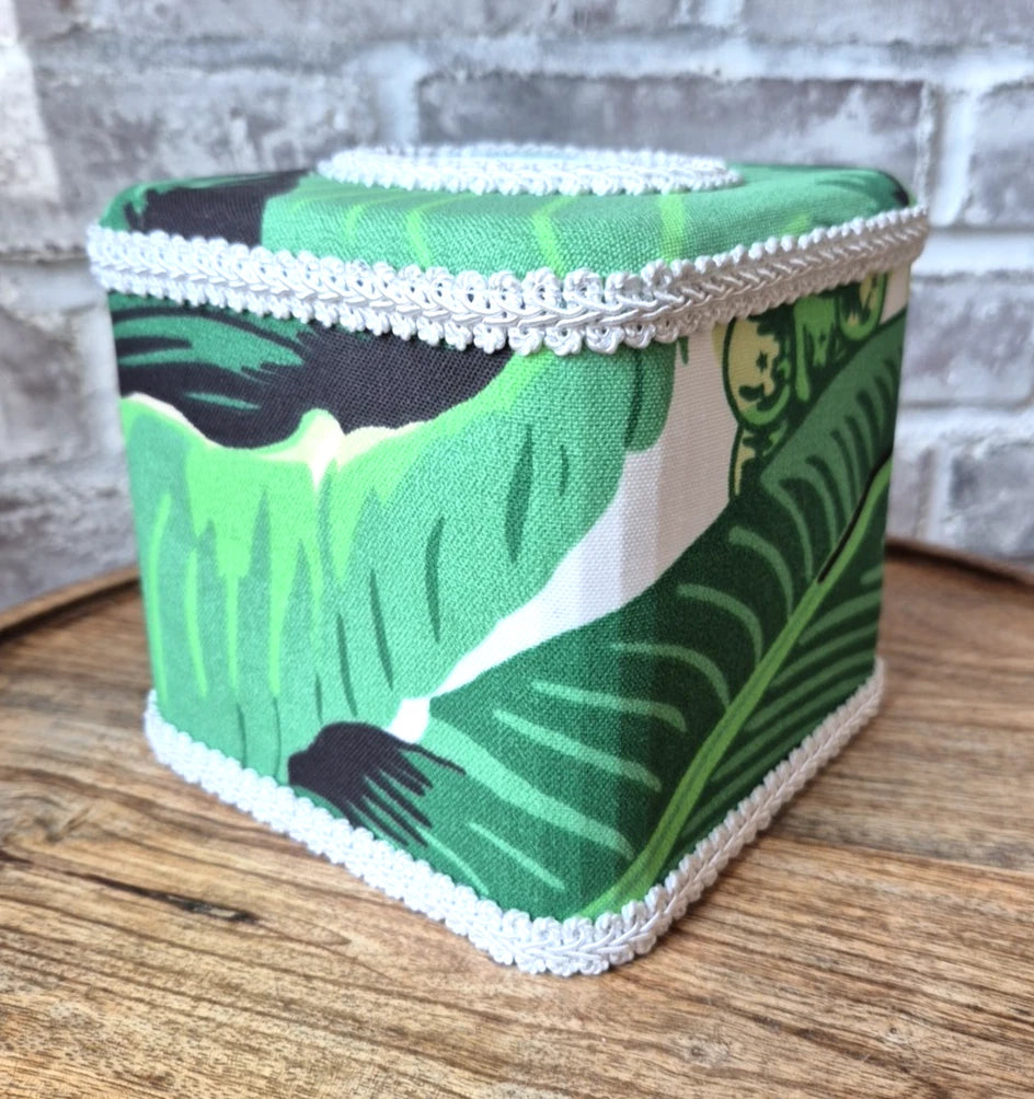 Dorothy Draper Home Fabric Covered Square Tissue Box Cover - Brazilliance Green | eBay