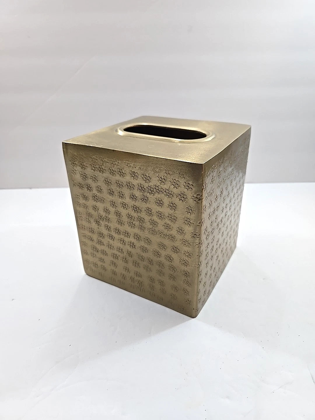 Brass Metal Textured Floral Square Tissue Box Cover 6"x5"x5" | eBay