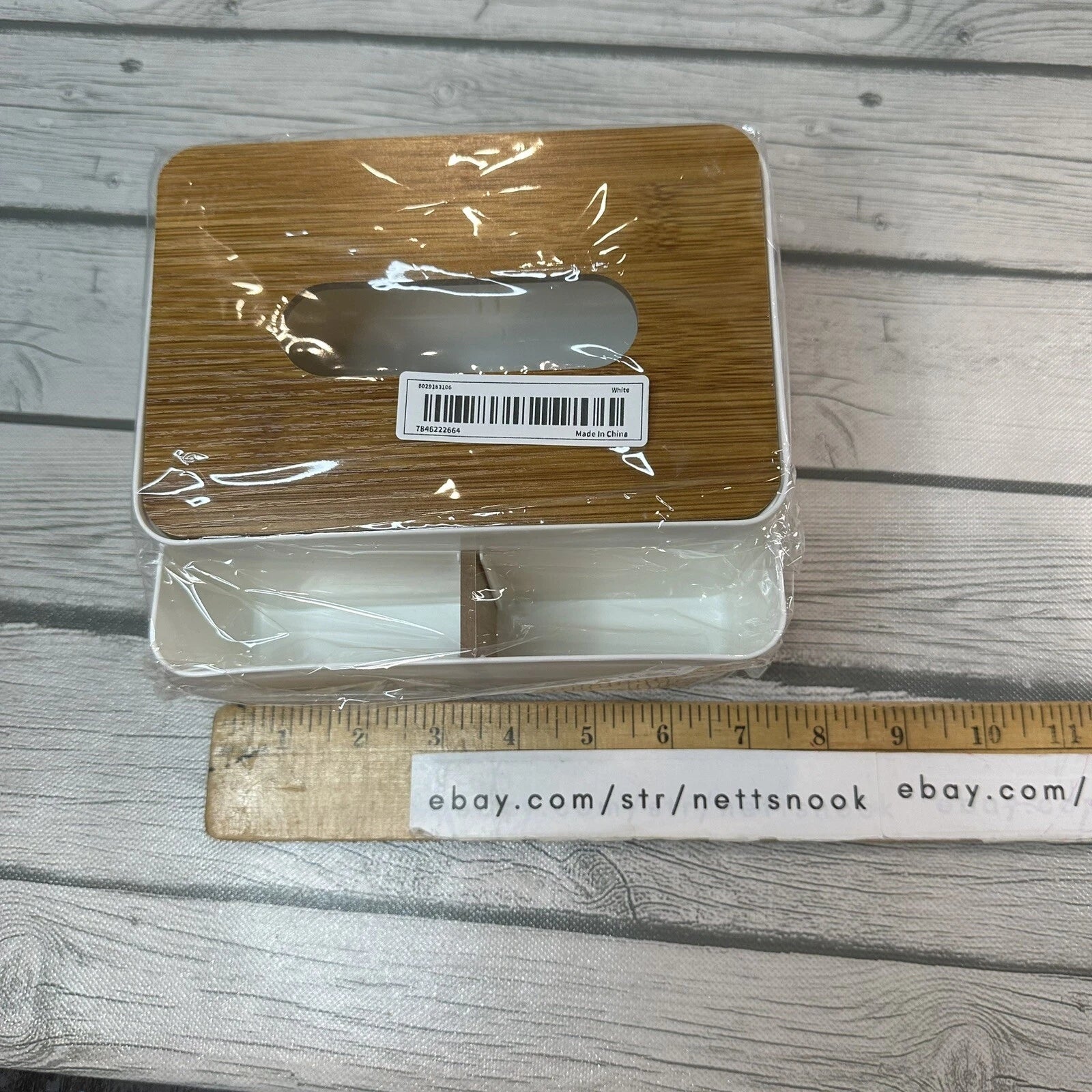 Tissue Box Bamboo Cover Small Facial Tissue Dispenser Holder Rectangle White | eBay