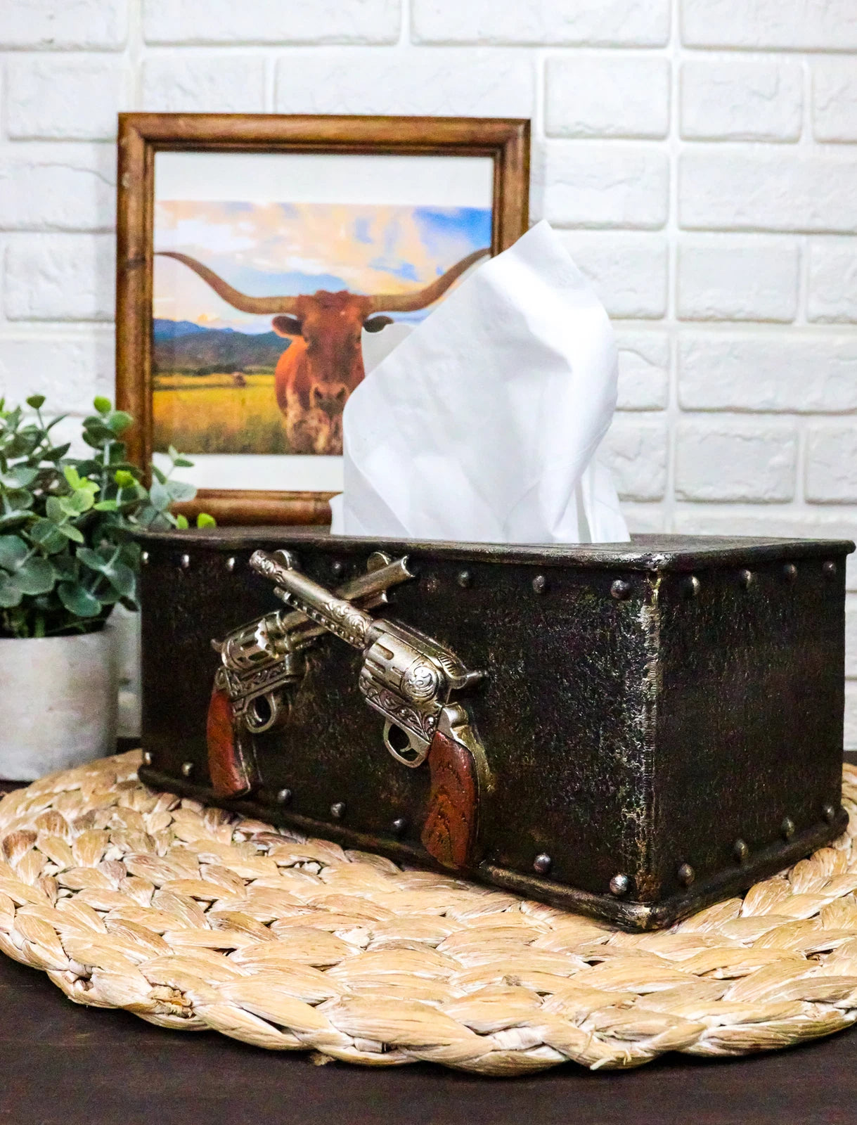 Rustic Western Cowboy Crossed Pistol Revolver Guns Tissue Box Cover Home Decor | eBay