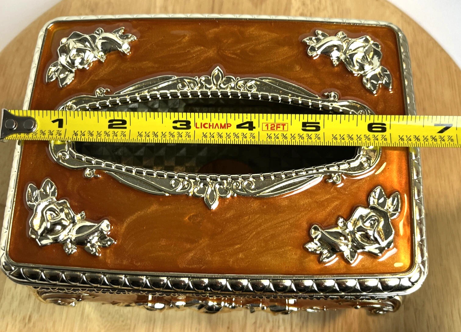 Victorian Style Tissue Box Holder Enameled Brown Silver Floral Bathroom Decor | eBay