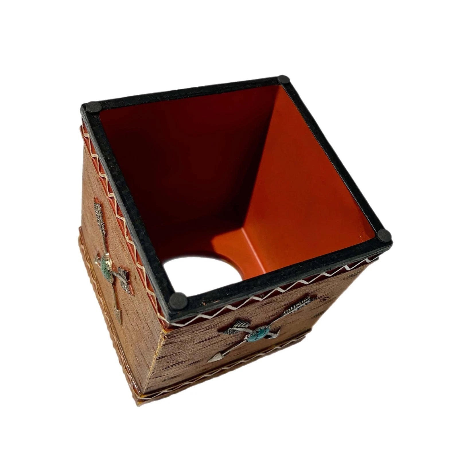 Southwest Style Square Tissue Box Cover Wood Look Crossed Arrows Turquoise | eBay