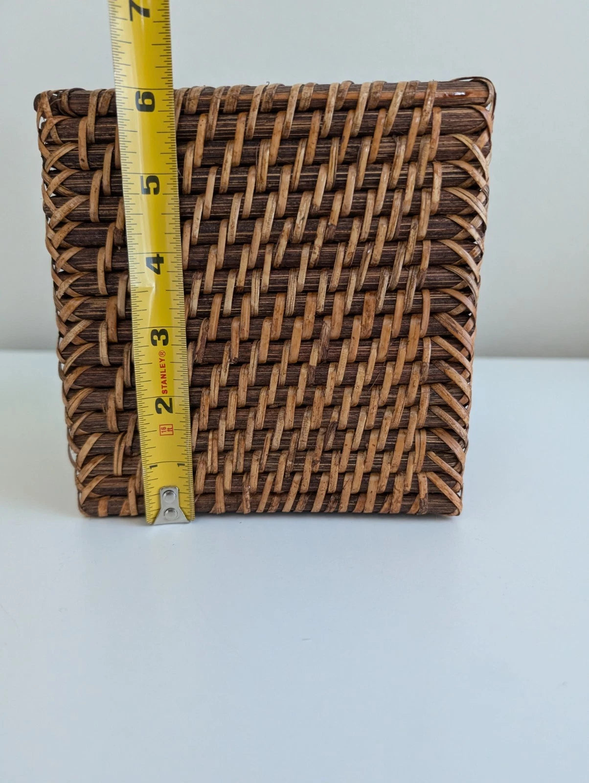 Wicker tissue box cover holder woven rattan square brown rustic boho primitive | eBay