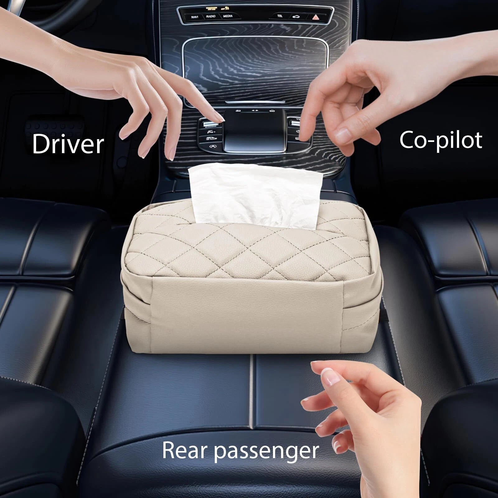 Elegant Beige PU Leather Car Tissue Box Holder 9.5" x 3.9" x 5.5" 120 Sheets | eBay