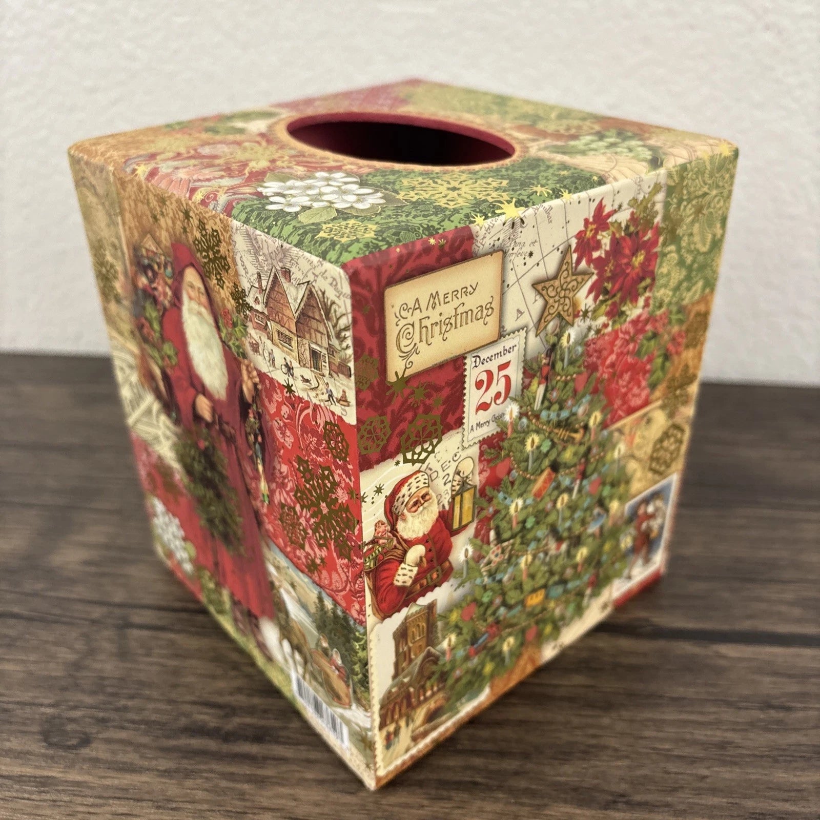 Punch Studio Christmas Tissue Box Cover Square Old World Santa Victorian Tree | eBay