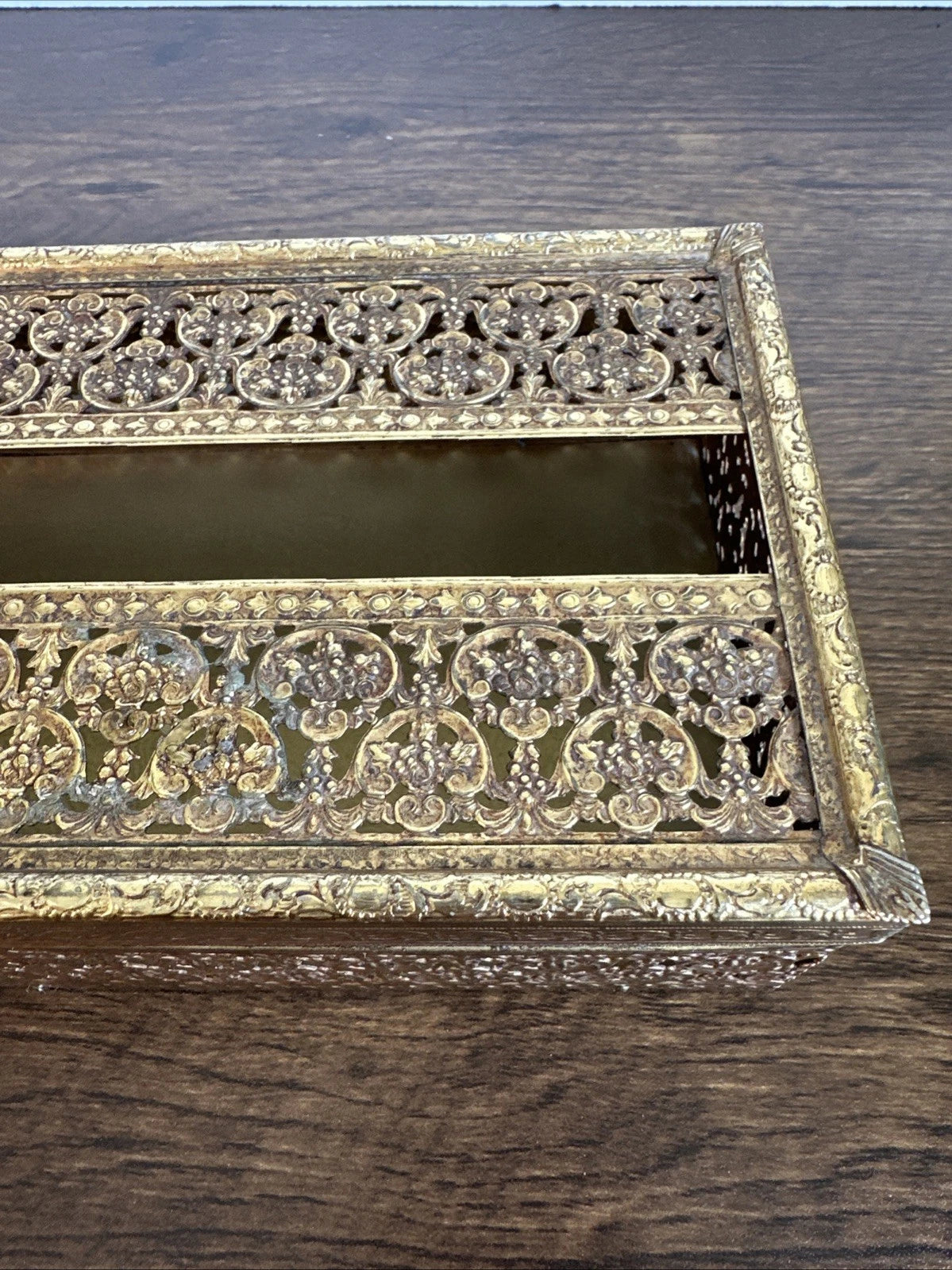 Vintage Ornate Hollywood Regency Floral Filigree Tissue Box MCM Metal Gold Retro | eBay
