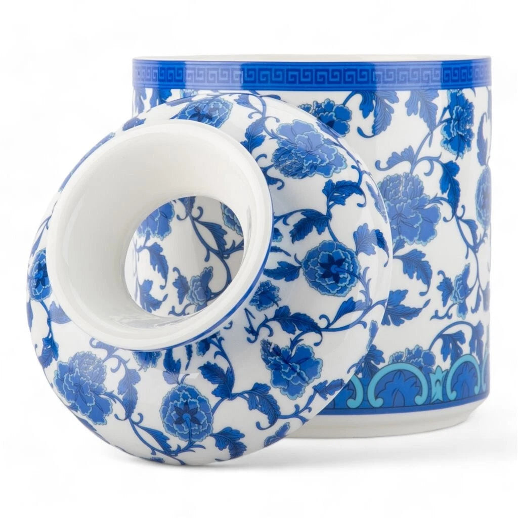 Blue & White Round Tissue Box Cover 7" Porcelain Tissue Holder Blue Floral | eBay
