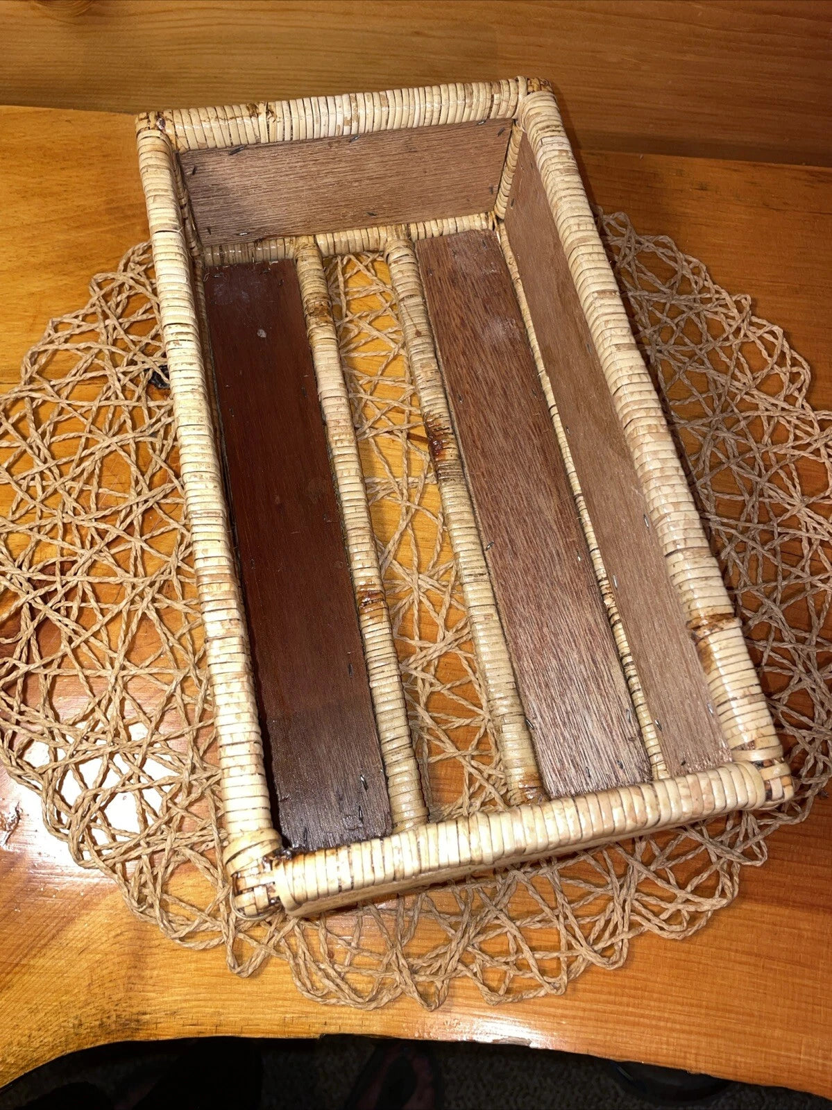 Vintage Tissue Box Cover Holder Bamboo Rattan Wicker Coastal Boho Rectangular | eBay