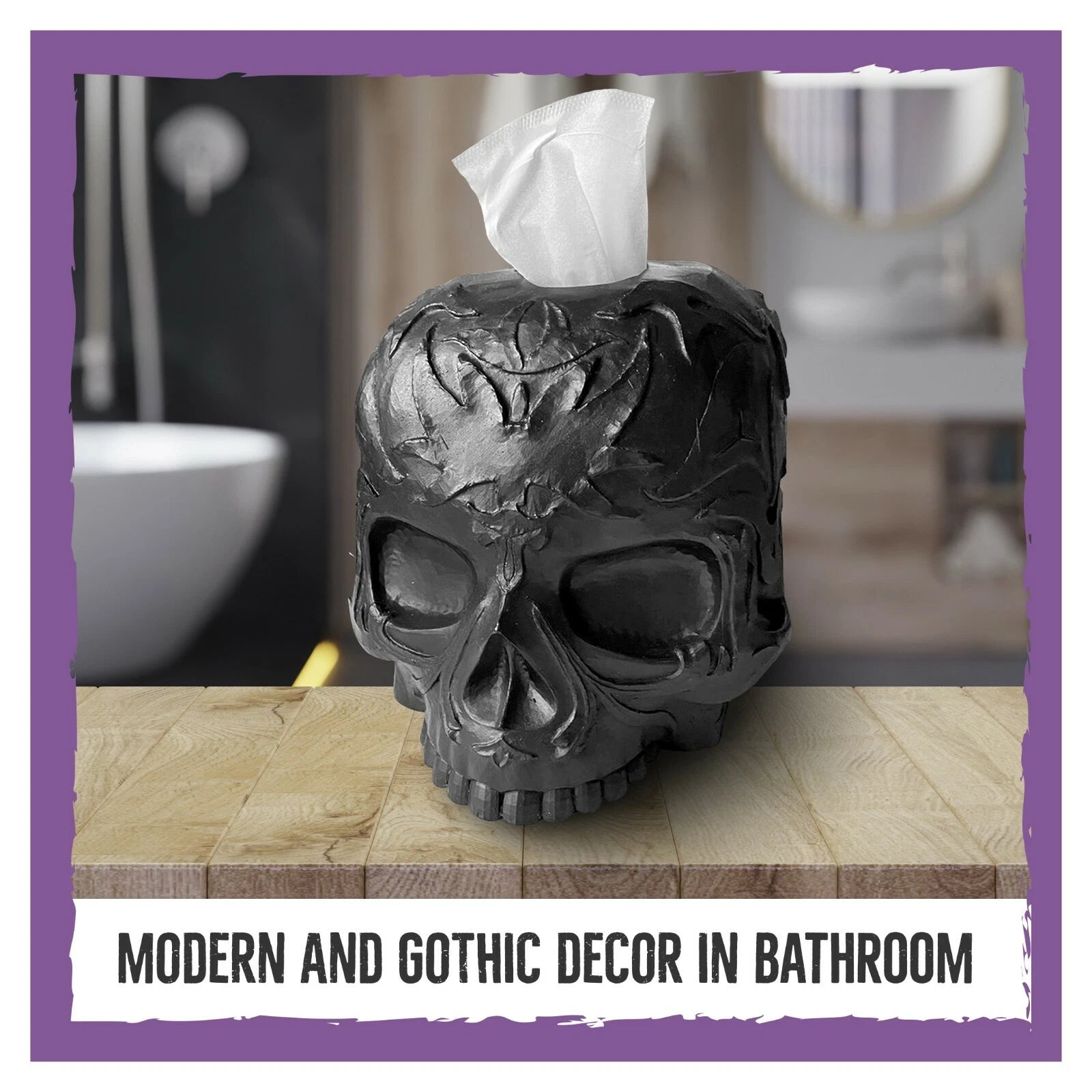 Tissue Box Cover Gothic Skull for Countertop, Modern, Vanity, Dresser, Organizer | eBay