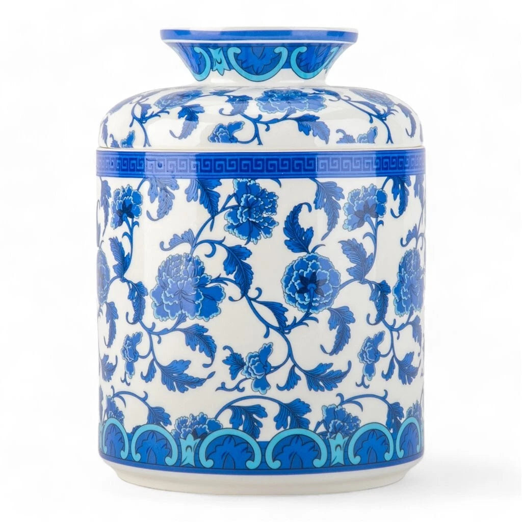 Blue & White Round Tissue Box Cover 7" Porcelain Tissue Holder Blue Floral | eBay