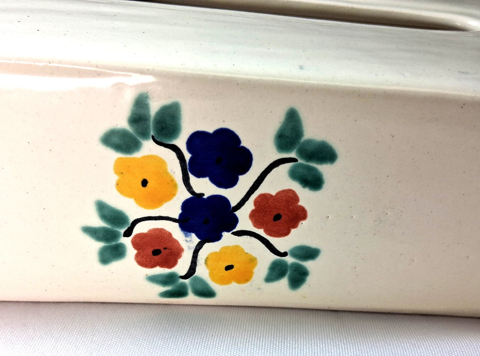 Mexican Folk Art Tissue Box Cover Hand Painted Ceramic White | eBay