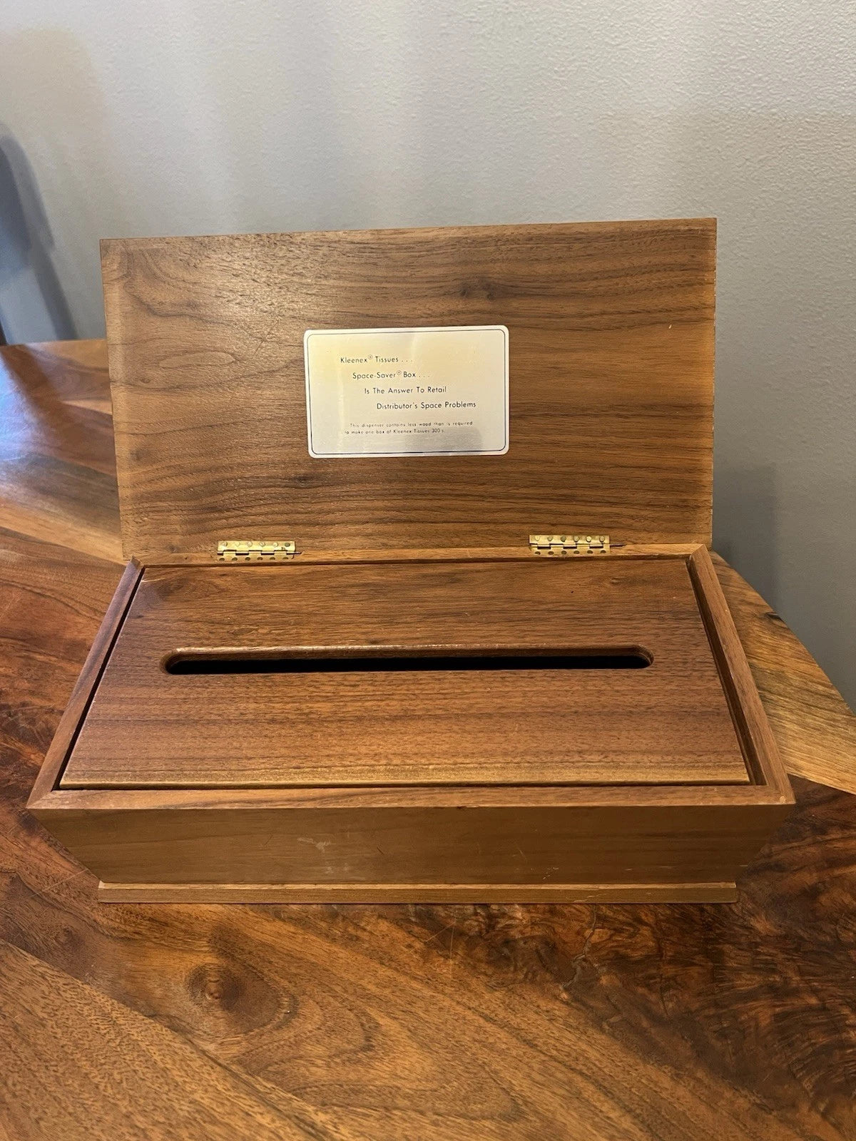 VTG Wooden Space-Saver Kleenex Tissue Box Cover w/ Lid Plaque Answer To Retail | eBay