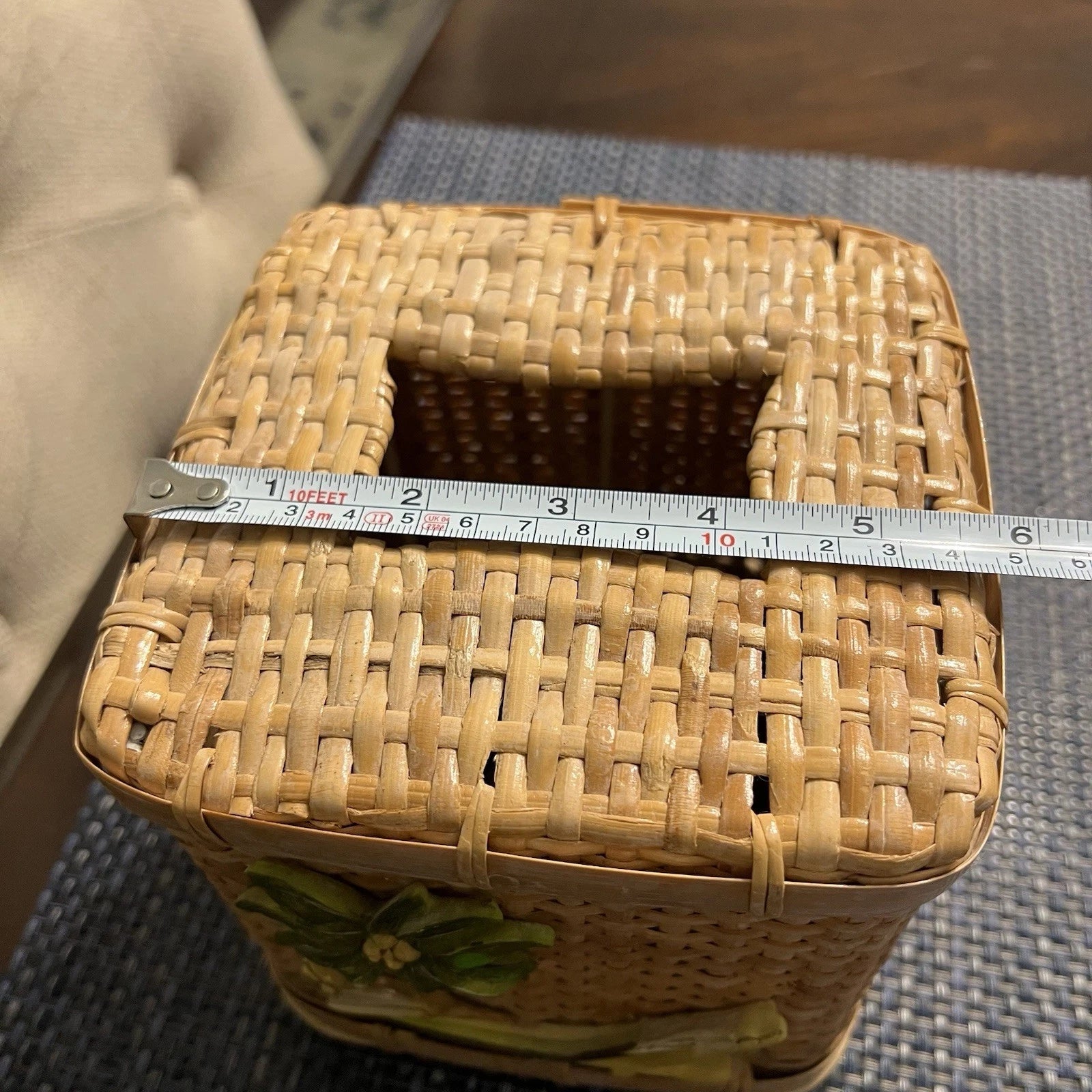 Vintage Wicker Tissue Box Cover Palm Tree Hammock Rattan Beach Boho | eBay