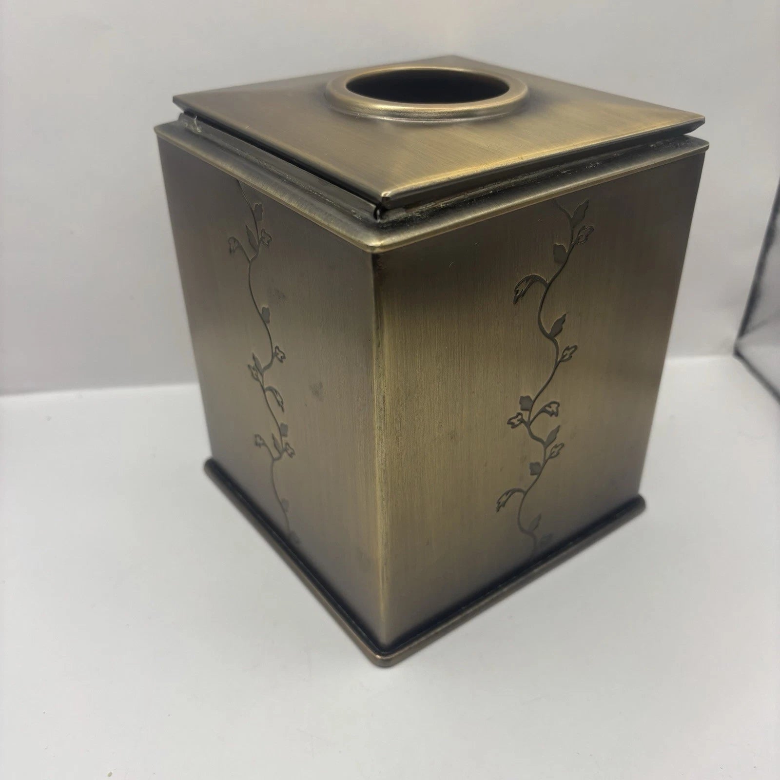 Bronze Finish Tissue Box Cover Vintage Modern by Thomas O'Brien. Embossed vines | eBay