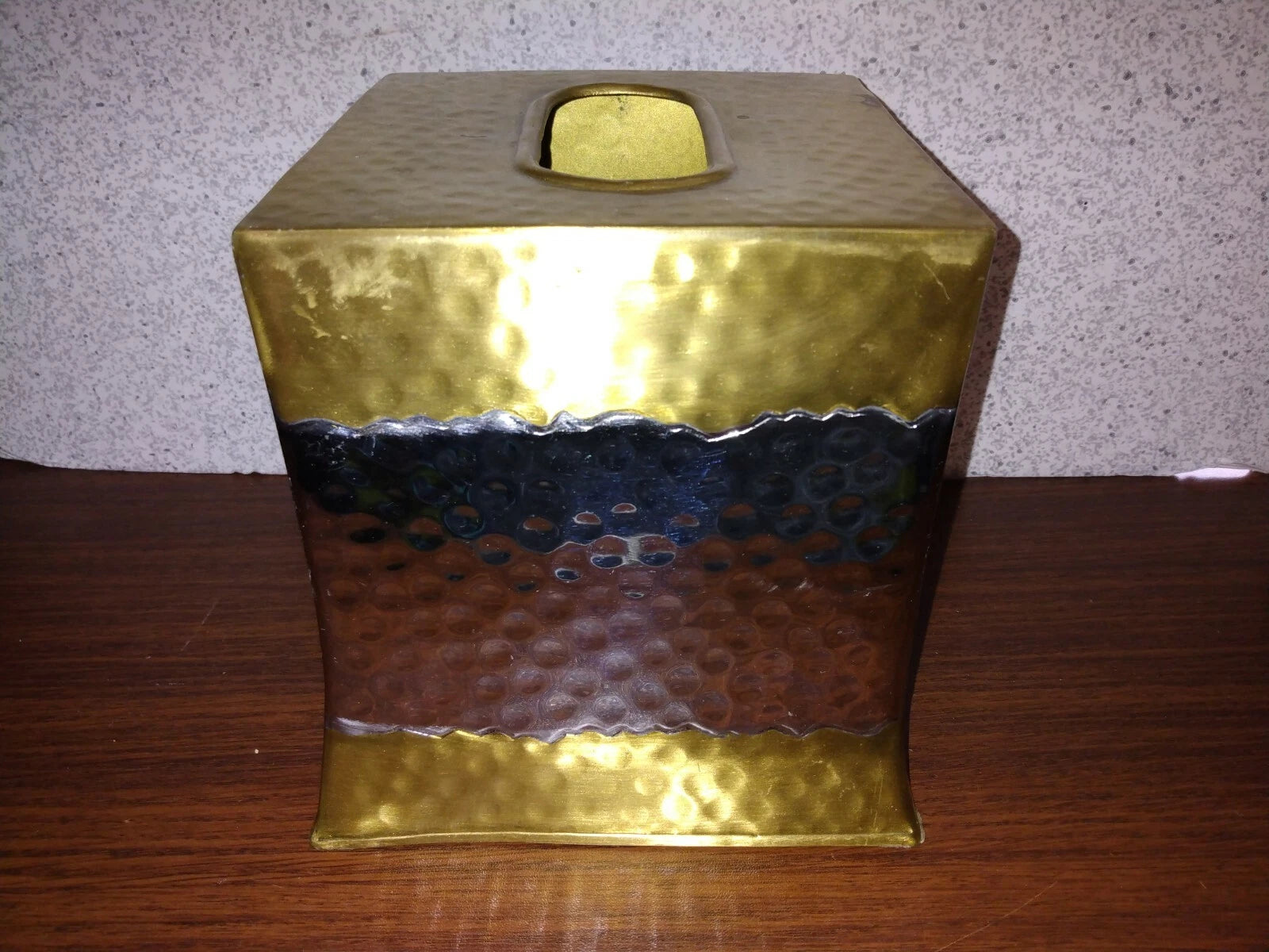 Veratex Shabby Metal Brass Silver Color Hand Hammered Tissue Box Cover India | eBay