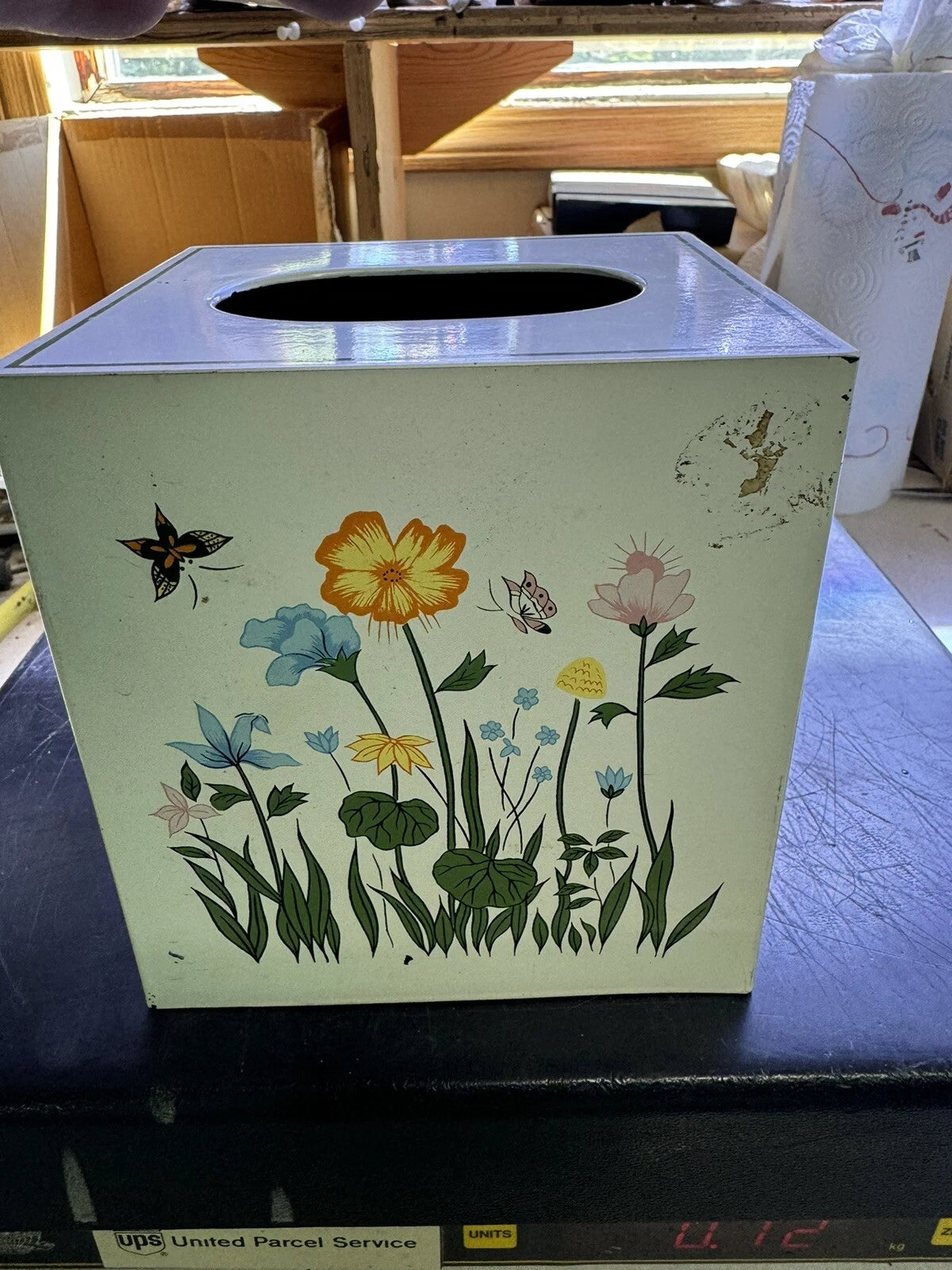 Vintage Andre Richard Tissue Box Square Flowers Butterfly MCM | eBay
