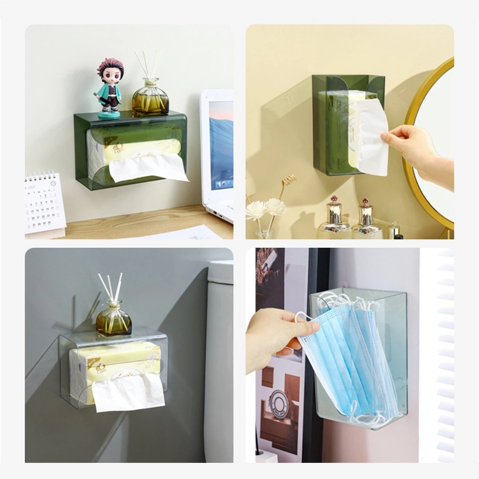 Wall Mounted Tissue Box Clear Napkin Paper Holder Rectangular Wall Tissue Holder | eBay