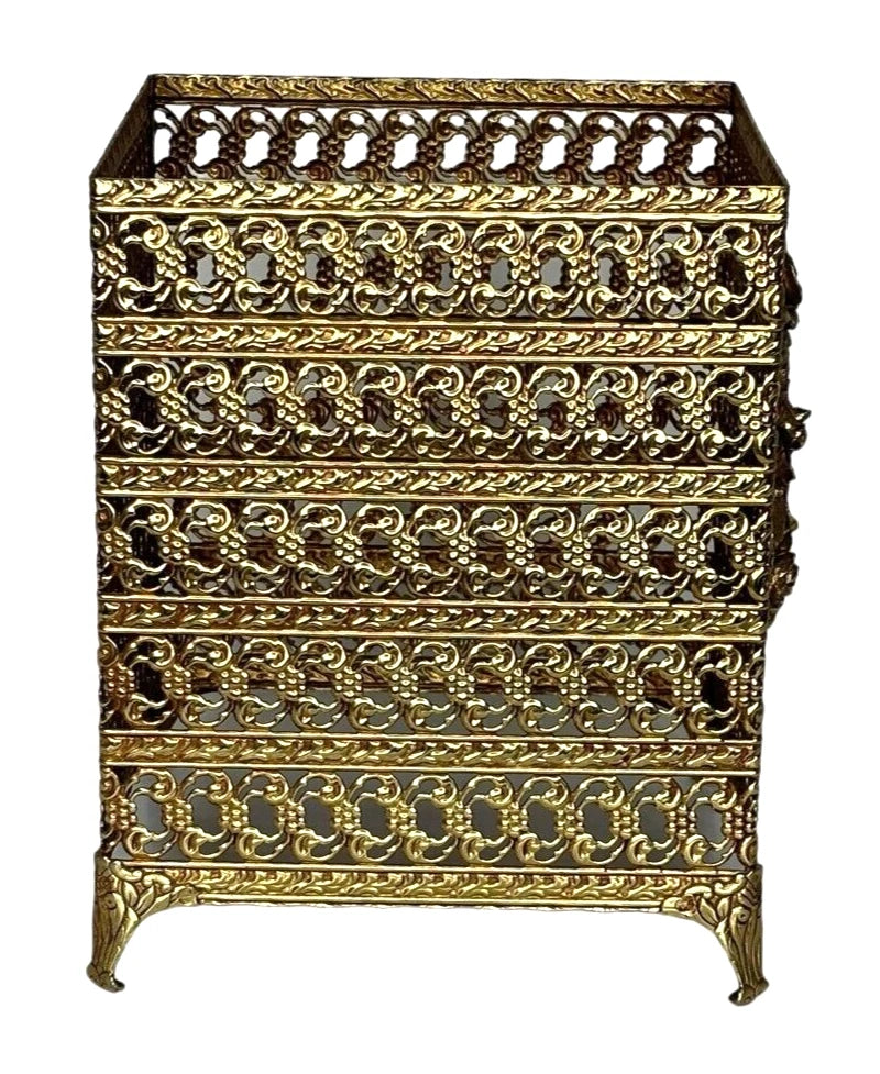 Hollywood Regency Gold Metal Filigree Rose Embellishment Tissue Box Cover Square | eBay