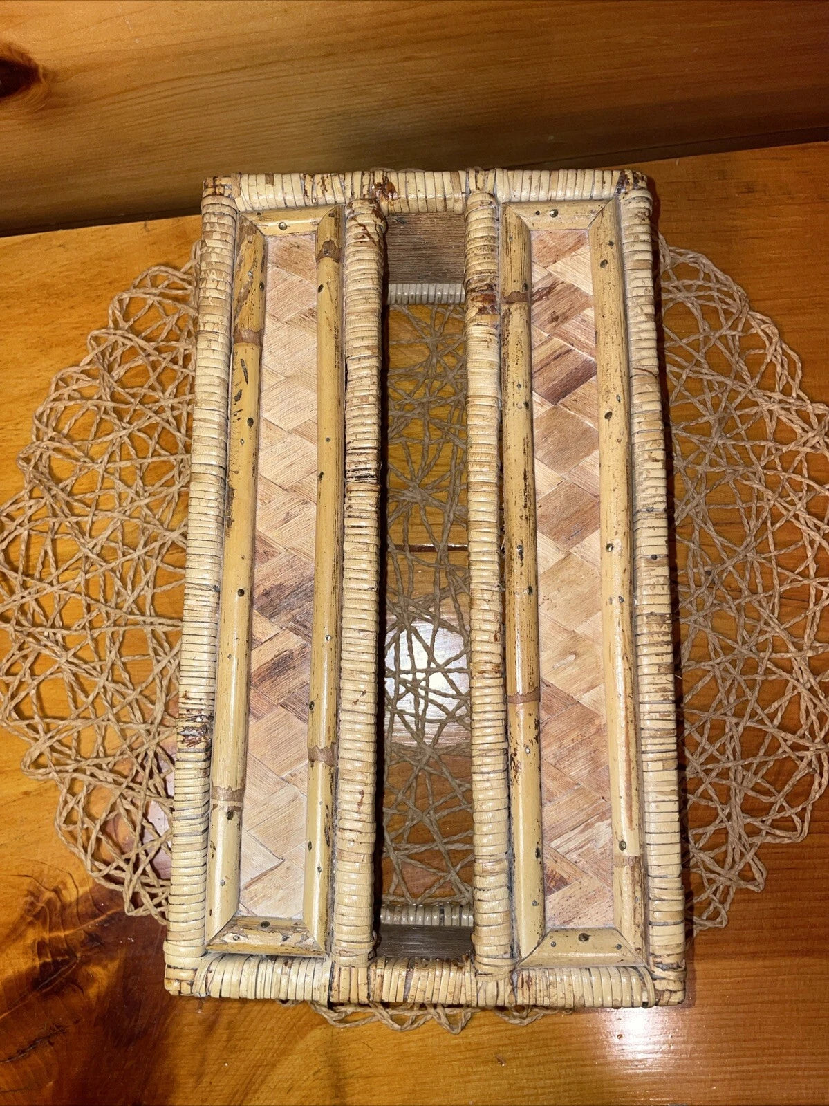 Vintage Tissue Box Cover Holder Bamboo Rattan Wicker Coastal Boho Rectangular | eBay