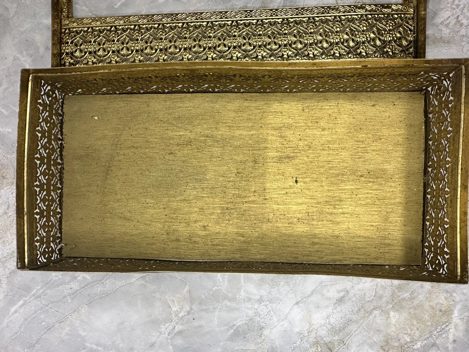 MCM Old Vintage Brass Tone Filigree Metal Vanity Tissue Box Cover Holder | eBay