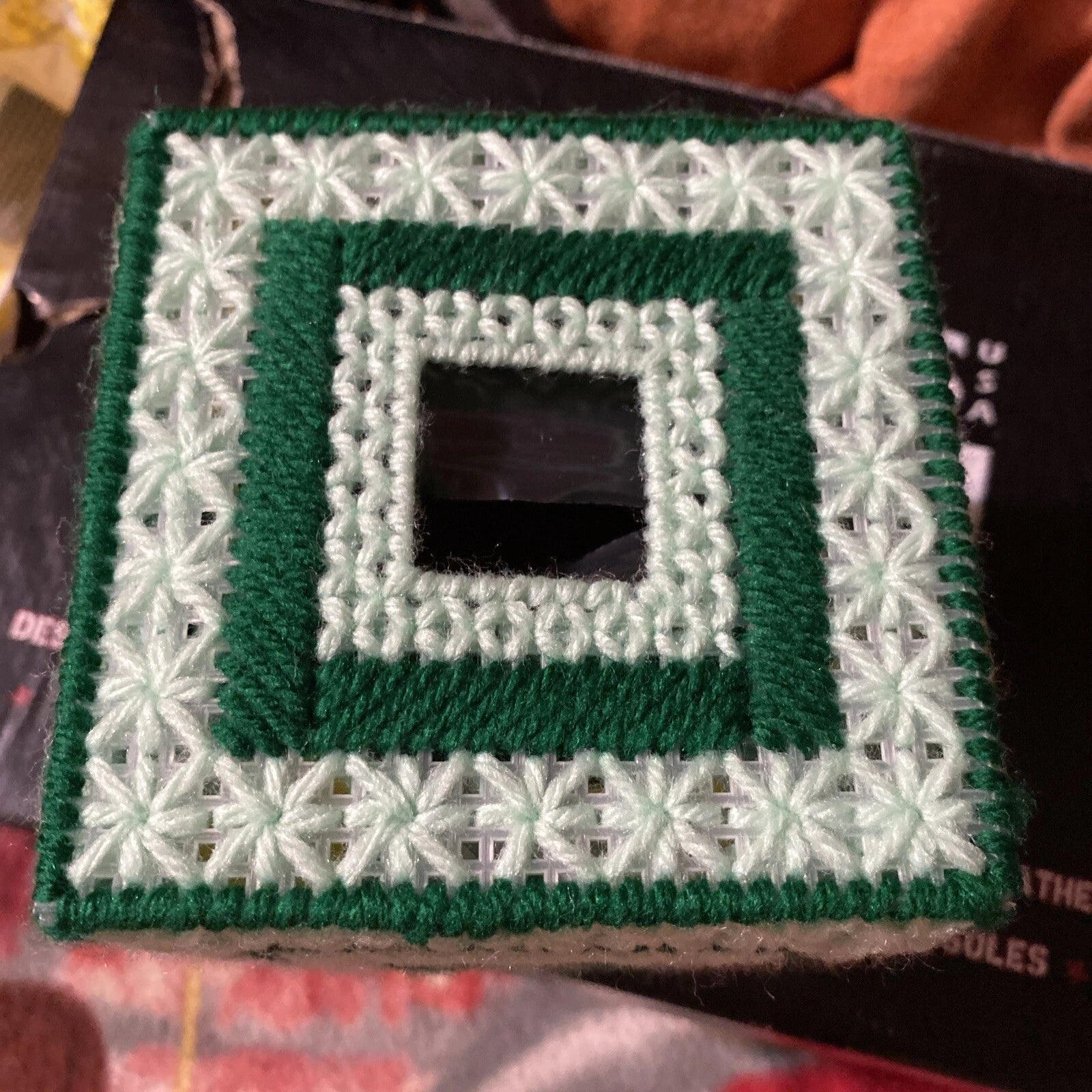 Handmade Plastic craft 3 D Effect Multi- Green Tissue Box Cover | eBay