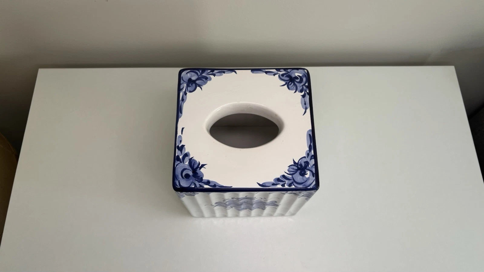 Portuguese Blue White Floral Ceramic Tissue Box Cover Painted Porcelain Bath | eBay