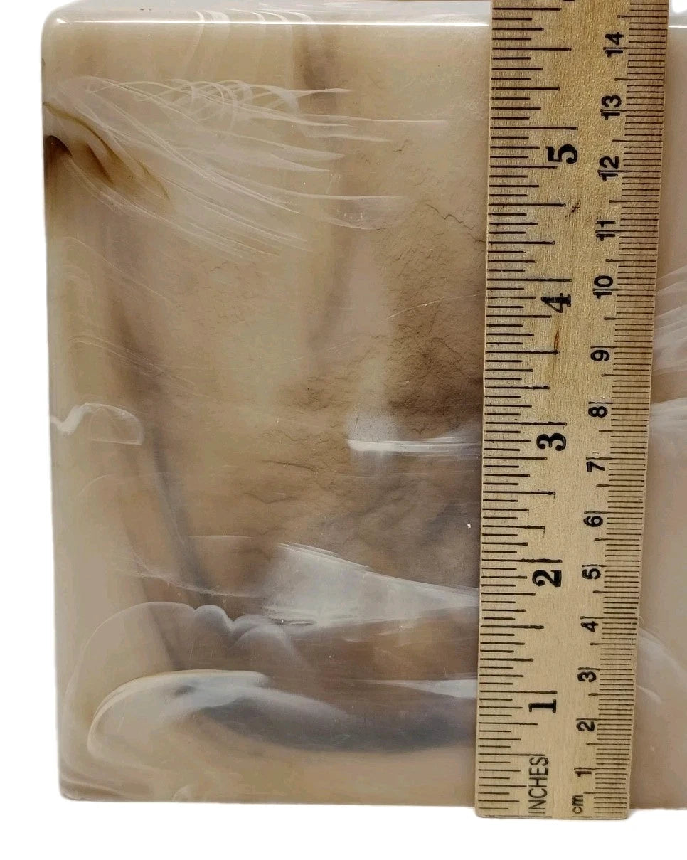 Vintage Faux Marble Tissue Box Cover Holder Square Acrylic Plastic Neutral Tan | eBay