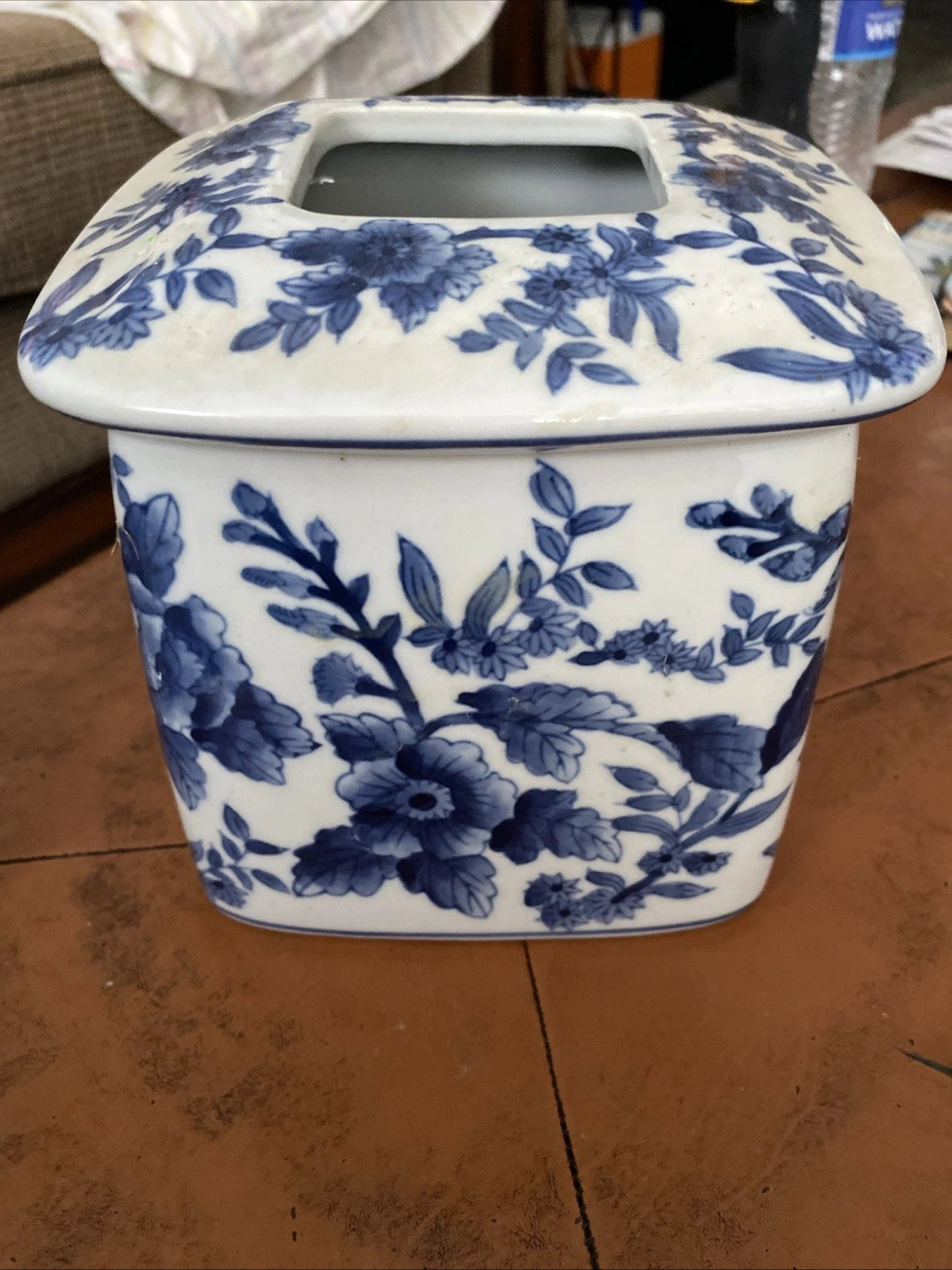 Tissue Box Cover Vintage Ceramic Blue & White Floral Chinoiserie | eBay