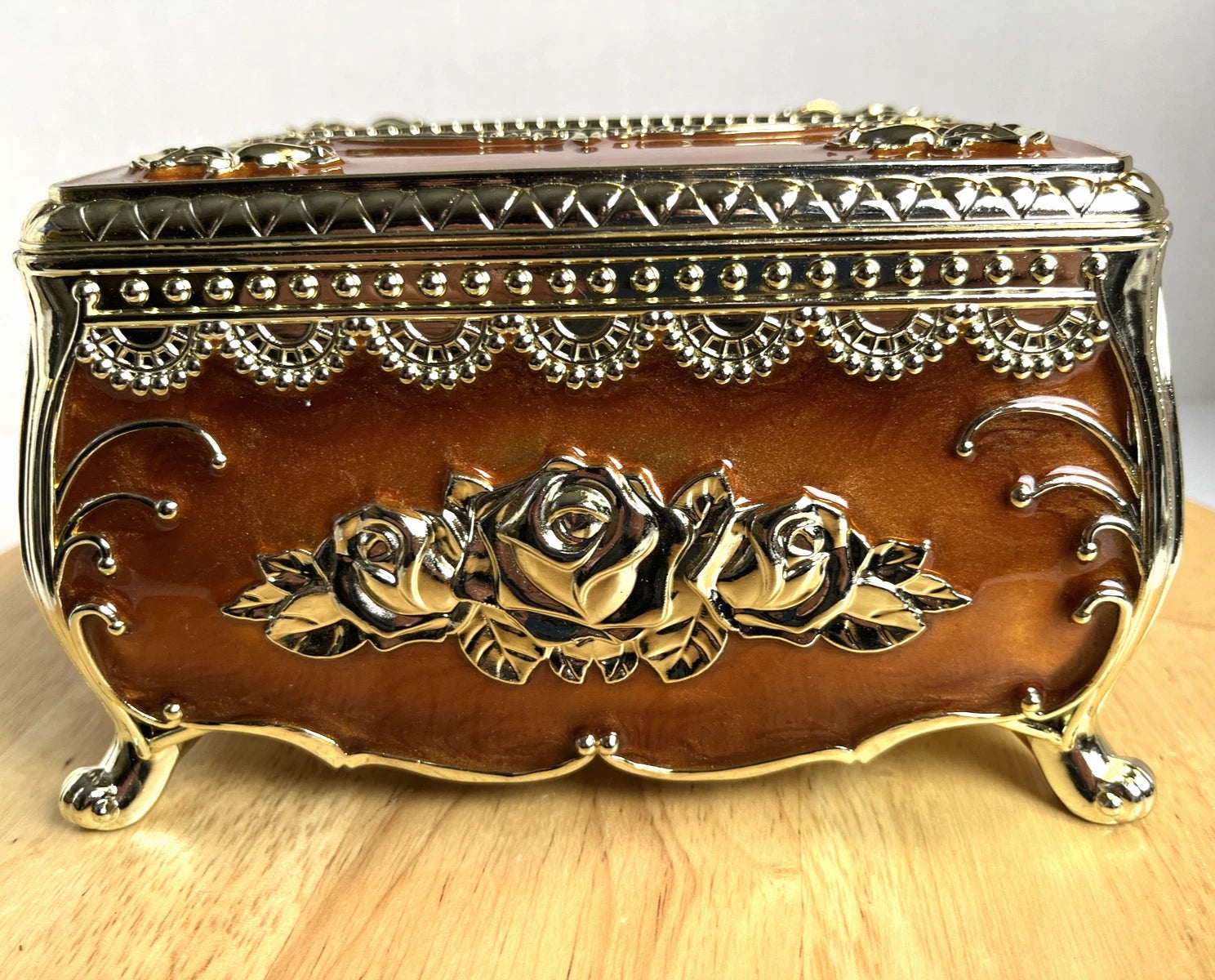 Victorian Style Tissue Box Holder Enameled Brown Silver Floral Bathroom Decor | eBay