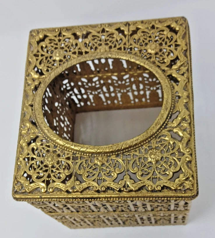 MCM Hollywood Regency 5 3/8" tall Gold Square Tissue Box Cover | eBay
