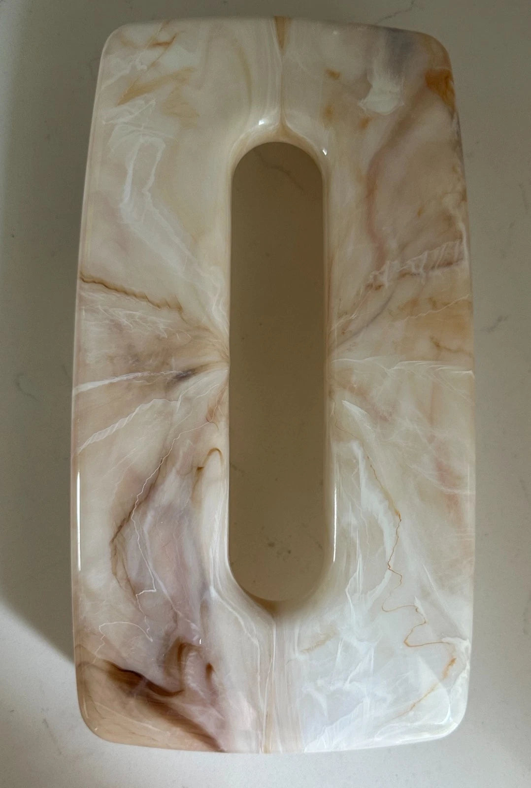 Faux Marble Vintage Acrylic Lucite Plastic Tissue Box Cover Cream Tan | eBay