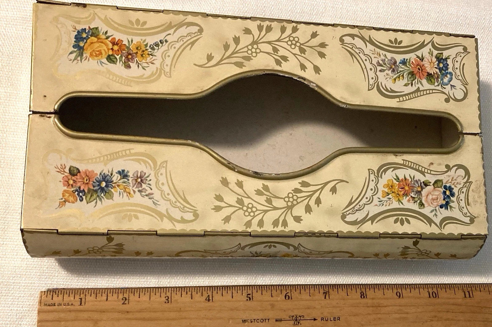 Vintage Metal Kleenex Tissue Dispenser Baret Ware England Chelsea Floral | eBay