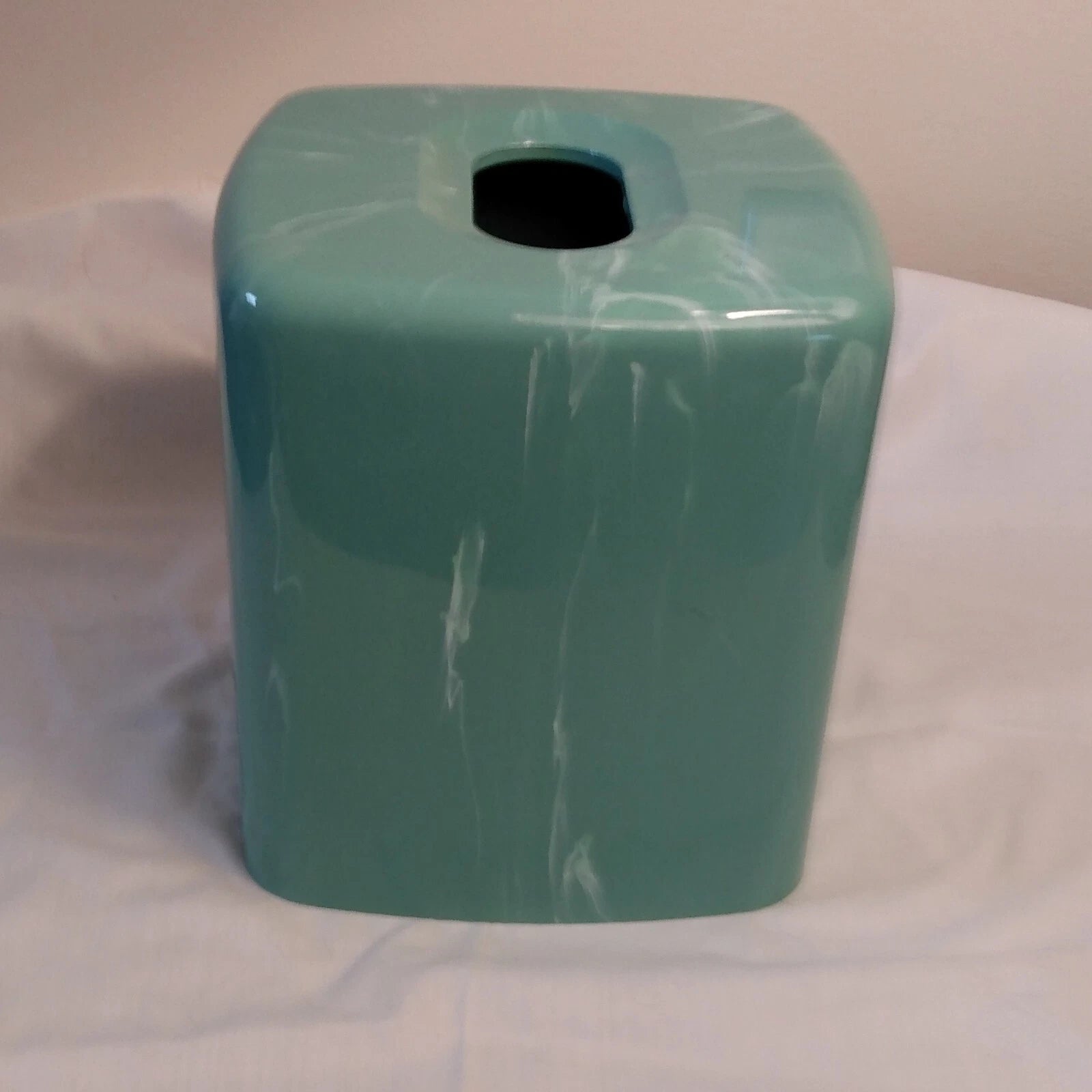 Square Tissue Box Cover Aqua Teal Sea Foam Plastic Marble-Look | eBay