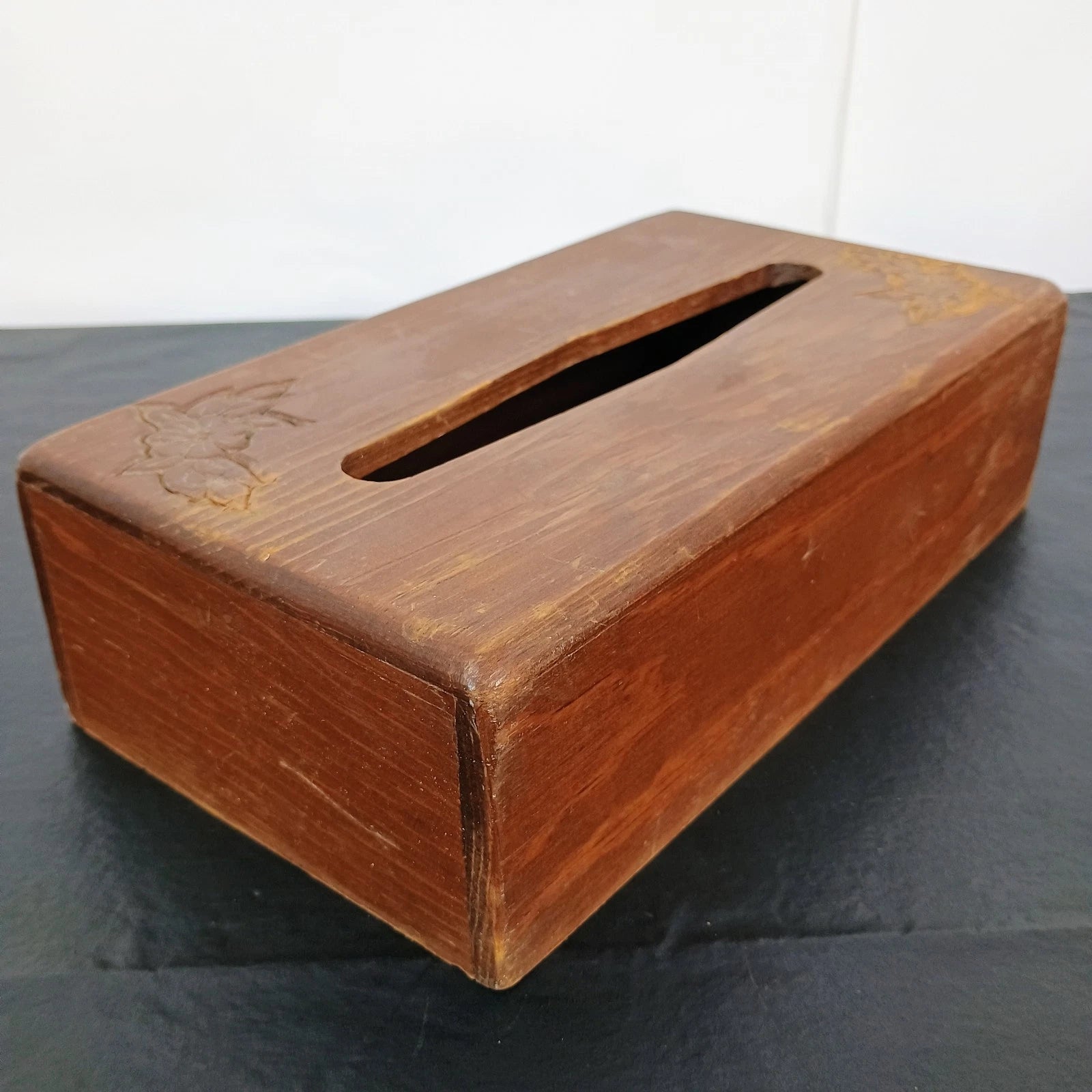 Vintage Hand-Carved Wood Tissue Box Cover Floral 10.5 X 5.5" Rectangular | eBay