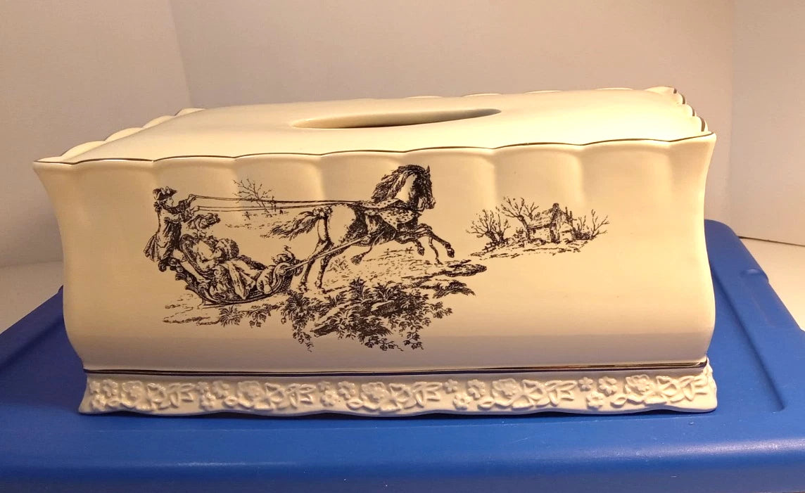 Vtg Antionette Ceramic Tissue Box Cover 10 1/2 X 4 1/2 X 5 1/2 | eBay