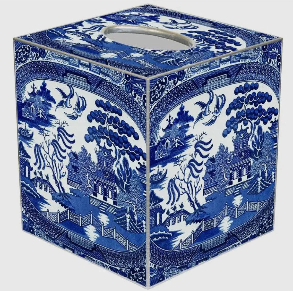 Marye-Kelley Blue Willow Tissue Box Cover New | eBay