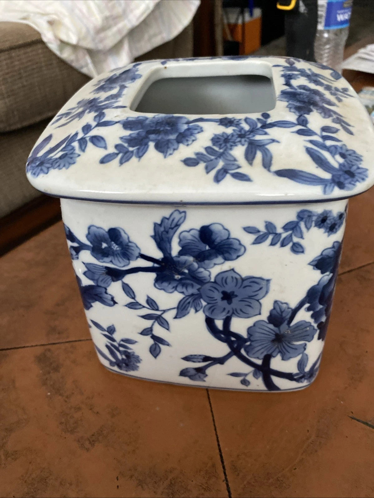 Tissue Box Cover Vintage Ceramic Blue & White Floral Chinoiserie | eBay