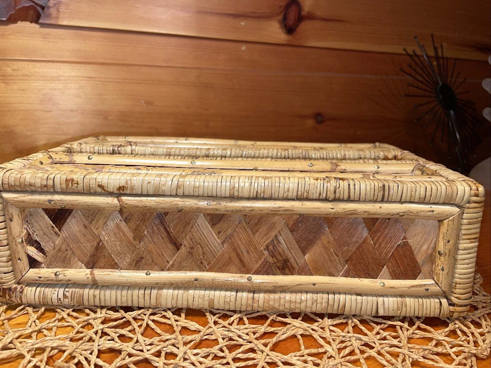 Vintage Tissue Box Cover Holder Bamboo Rattan Wicker Coastal Boho Rectangular | eBay