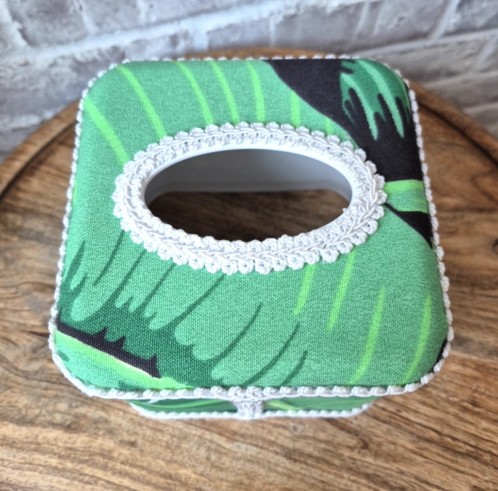 Dorothy Draper Home Fabric Covered Square Tissue Box Cover - Brazilliance Green | eBay