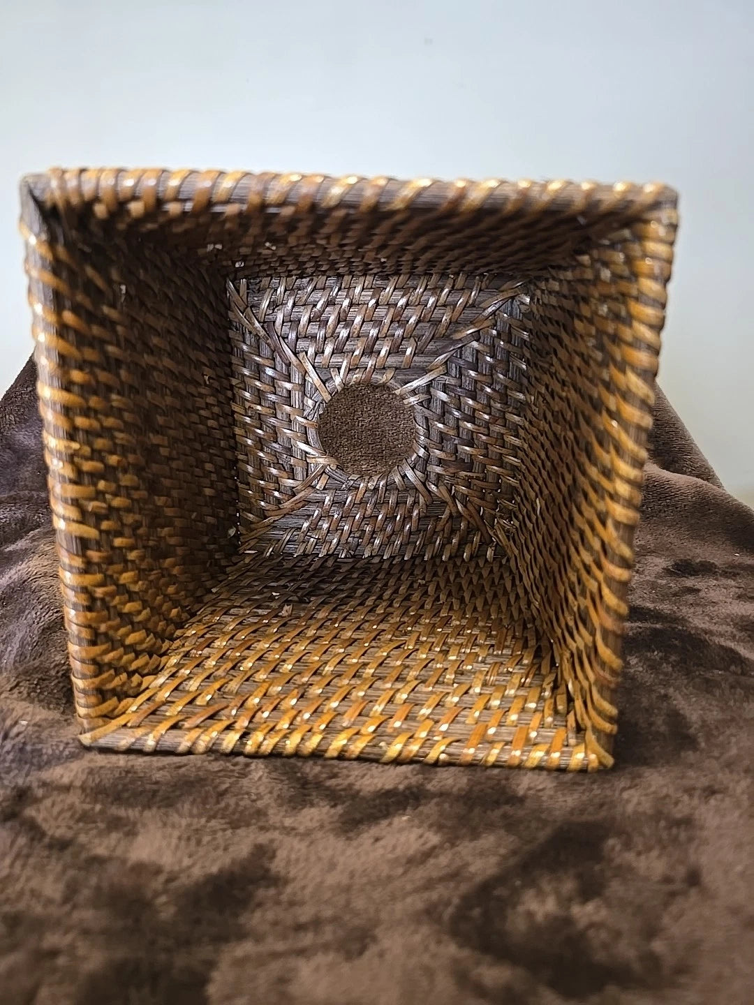 Woven Rattan Wicker Square Tissue Box Holder - Dark Brown Rattan | eBay