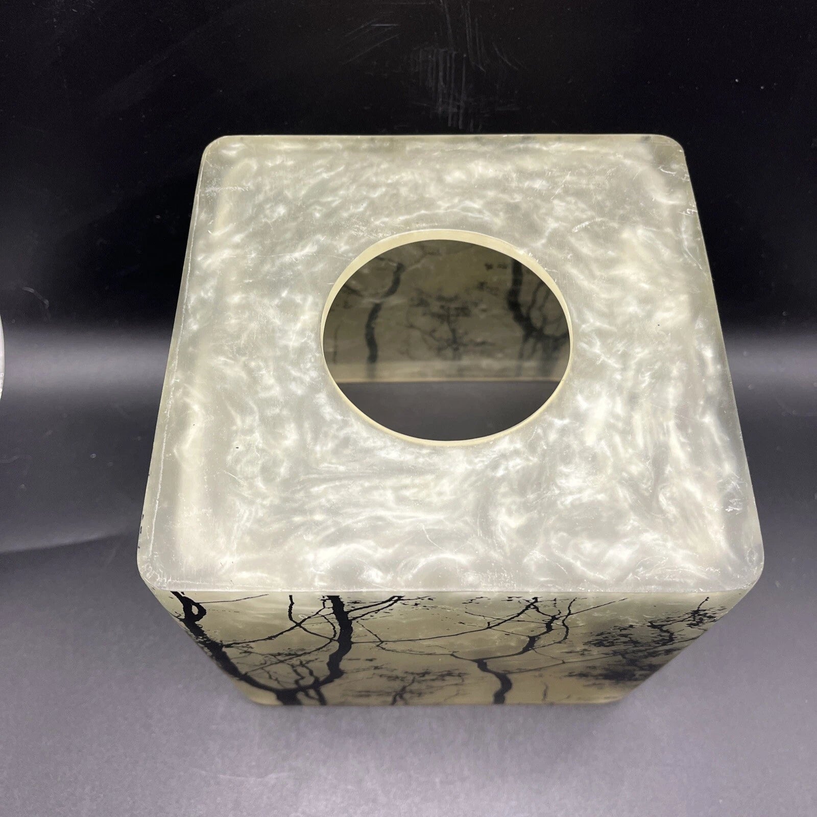 Sylvan Tissue Holder Acrylic With Nature Black Tree Design Marbleized Resin A1 | eBay